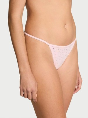 Victoria's Secret Esnek Pamuklu Işıltılı V-String Külot - (Tek Renk)