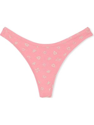 Pink Pamuklu Tanga - Kalp Çiçekler