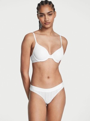 Victoria's Secret Logolu Pointelle Tanga - Vs Beyazı