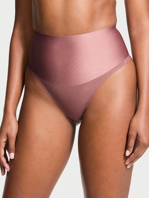 Body By Victoria Pürüzsüz Işıltılı Yüksek Bel Tanga - Vintage Gül