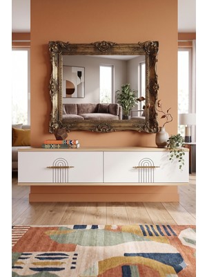 Yumedi Design DA1215DB - Shumen Dresuar , Antre Hol Rafı, Duvara Montaj Tv Sehpası 120CM Safirmeşe-Beyaz
