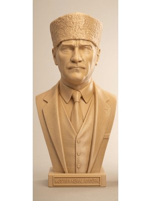 TSC Bej Renk 3D 15 cm Atatürk Heykeli Dekoratif Ofis Hediyelik