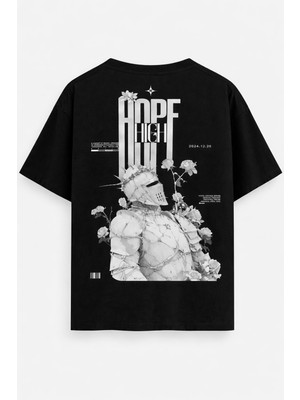 Yolo Street Oversize Hope High Şövalye Gül Baskılı Unisex Tişört %100 Pamuk Streetwear