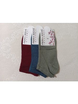 Pera Socks 3'lü Kadın Patik Çorap– Nefes Alan, Terletmeyen, Sıkmayan Lastik, Topuk Burun Takviyeli