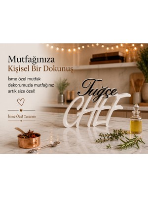 WLS Studio Kişiye Özel Isimli Mutfak Masaüstü Dekoratif Obje - Şef Tasarım Mutfak Aksesuarı ve Şık Ev Hediyesi