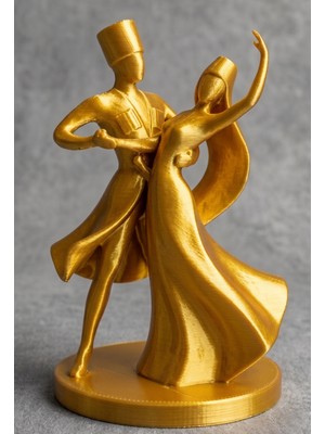 TSC 15 cm Gold Renk Zarif Detaylı Hediyelik Kafkas Adige Çerkes 3D Masaüstü Figürü