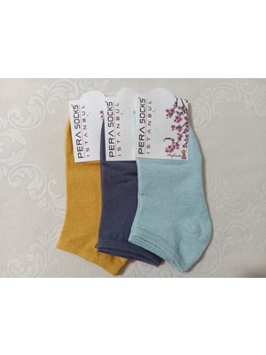 Pera Socks 3'lü Kadın Patik Çorap– Nefes Alan, Terletmeyen, Sıkmayan Lastik, Topuk Burun Takviyeli