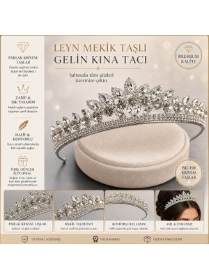 Hamiki Leyn Mekik Taşlı Gelin Tacı Gümüş Renk Zarif Tasarım