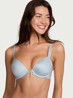 Very Sexy Ombré Çizgili Işıltılı Askılı Push-Up Sütyen - Soft Gri