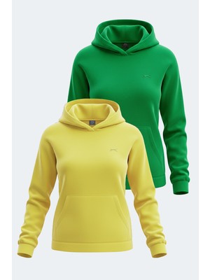 Slazenger Sassa 2  Li Set Kadın Kapüşonlu Cepli Siyah - Fuşya Sweatshırt