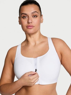Victoria's Secret Yeni Stil! Featherweight Max Önden Fermuarlı Sporcu Sütyeni - Vs Beyazı