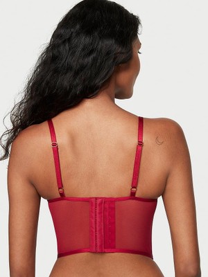 Very Sexy Midnight Affair Işlemeli Push-Up Korse Büstiyer - Parlak Kırmızı