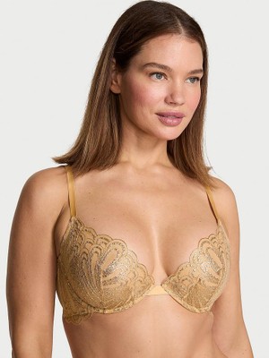 Very Sexy Işlemeli Desteksiz Demi Sütyen - Altın Sarısı