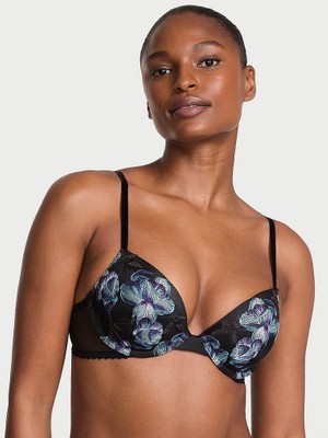 Very Sexy Orkide Işlemeli Push-Up Sütyen - Mavi Orkide