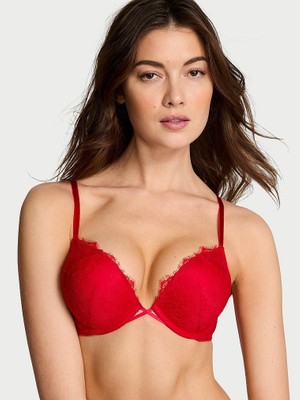 Very Sexy Bombshell Gül Dantelli 2 Beden Büyük Gösteren Push-Up Sütyen - (Tek Renk)