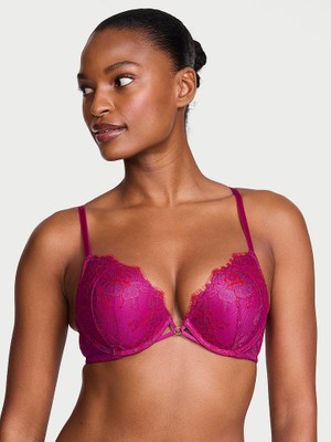 Very Sexy Bombshell Iki Beden Büyük Gösteren Dantelli Push-Up Sütyen - Mor