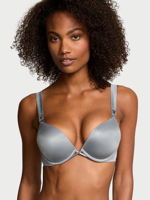 Very Sexy Bombshell 2 Beden Büyük Gösteren Işıltılı Askılı Push-Up Sütyen - Astroid Gri