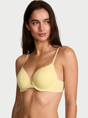The T-Shirt Perfect Shape Pamuklu Dantelli Push-Up Sütyen - Limonata Sarısı