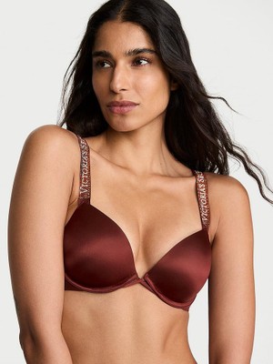 Very Sexy Işıltılı Askılı Push-Up Sütyen - Koyu Kahve
