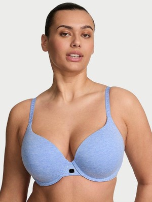 The T-Shirt Pamuklu Toparlayıcı Push-Up Sütyen - Mavi