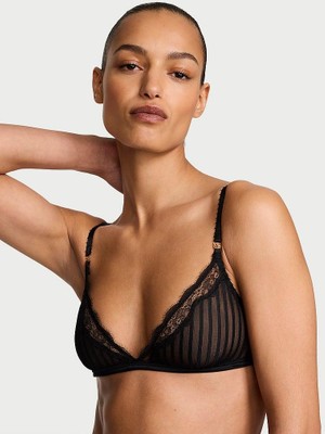 Victoria's Secret Tease Transparan Çizgili Üçgen Bralet - Siyah