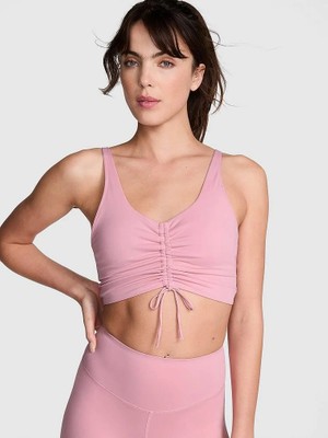 Pink Relay Büzgülü Dekolteli Sporcu Sütyeni - Cameo Pembe