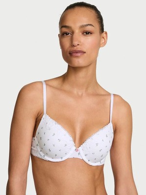 The T-Shirt Perfect Shape Pamuklu Dantelli Push-Up Sütyen - Beyaz Çiçekli