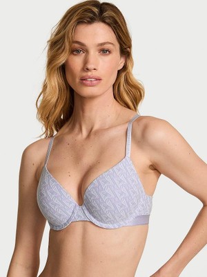The T-Shirt Perfect Shape Pamuklu Push-Up Sütyen - Lila Logolu