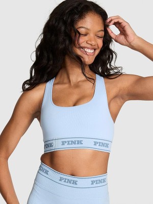 Pink Seamless Çift Taraflı Sporcu Sütyeni - Parlak Buz Mavisi