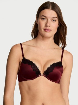 Very Sexy Pürüzsüz Dantelli Push-Up Sütyen - Koyu Bordo
