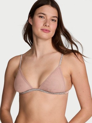 Very Sexy Işıltılı Üçgen Bralet - Badem Beji