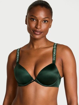 Very Sexy Işıltılı Askılı Push-Up Sütyen - Koyu Yeşil