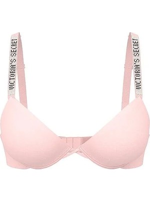 Very Sexy Işıltılı Askılı Hafif Dolgu Destekli Dekolteli Demi Sütyen - Melek Pembesi