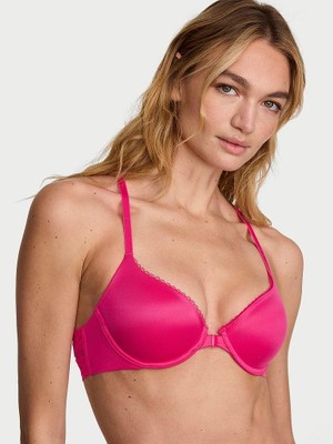 Body By Victoria Dantelli Hafif Dolgu Destekli Racerback Demi Sütyen - Sıcak Pembe