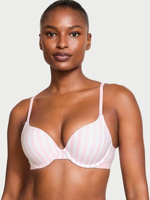 The T-Shirt Push-Up Perfect Shape Pamuklu Sütyen - Pembe Çizgili