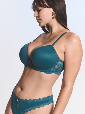 Dream Angels Pürüzsüz Dantelli Push-Up Sütyen - Petrol Yeşili