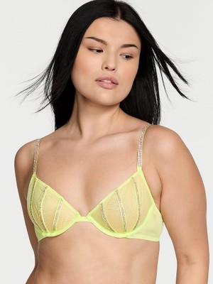 Very Sexy Transparan Işıltılı Demi Sütyen - (Tek Renk)