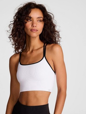 Pink Yumuşak Seamless Askılı Sporcu Sütyeni - Vs Beyazı