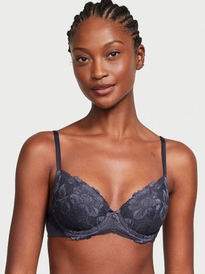 Body By Victoria Hafif Dolgu Destekli Dantel Demi Sütyen - Antrasit