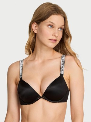 Very Sexy Işıltılı Askılı Push-Up Sütyen - Siyah