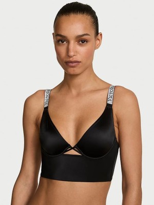 Very Sexy Işıltıli Askılı Longline Demi Sütyen - Siyah