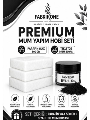 Fabrikone Premium Mum Yapım Hobi Seti - Parafin Wax 500 gr - Tekli Toz Mum Boyası - Siyah BKFABPW5001S