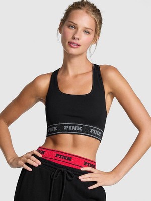 Pink Seamless Çift Taraflı Sporcu Sütyeni - Siyah
