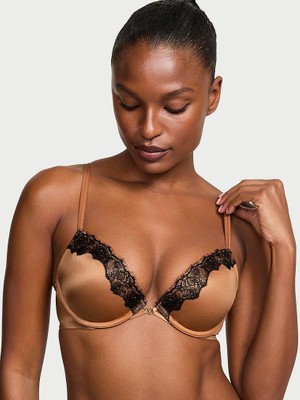 Very Sexy Pürüzsüz Dantelli Push-Up Sütyen - Karamel