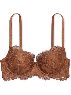 Dream Angels Boho Çiçek Işlemeli Hafif Destekli Demi Sütyen - Karamel