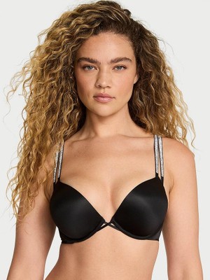 Very Sexy Bombshell 2 Beden Büyük Gösteren Işıltılı Askılı Push-Up Sütyen - (Tek Renk)