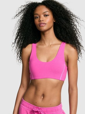 Pink All-Day Pamuklu Scoop Sporcu Sütyeni - Dedikodu Pembesi
