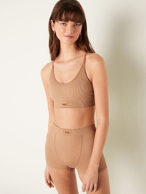 Pink Seamless Racerback Sporcu Sütyeni - Mocha Latte Kahvesi