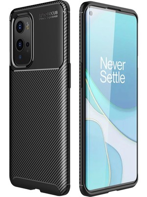 Hatreds One Plus 9 Pro Kılıf Karbon Tasarımlı Kamera Korumalı Darbe Emici Kılıf - Siyah