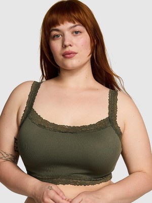 Pink Bralettes & Bra Tops Seamless Hafif Astarlı Bralet - Zeytin Yeşili